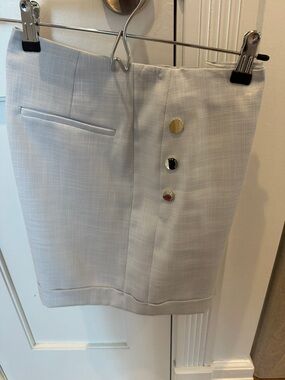 Ted Baker London Pale Gray Textured Tailored Skort with Decorative Buttons